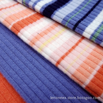 Rayon Yarn Dye Stripe Knit Brush Rib Fabric